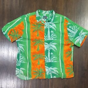 Vintage Jams World Green and White Tropical Shirt